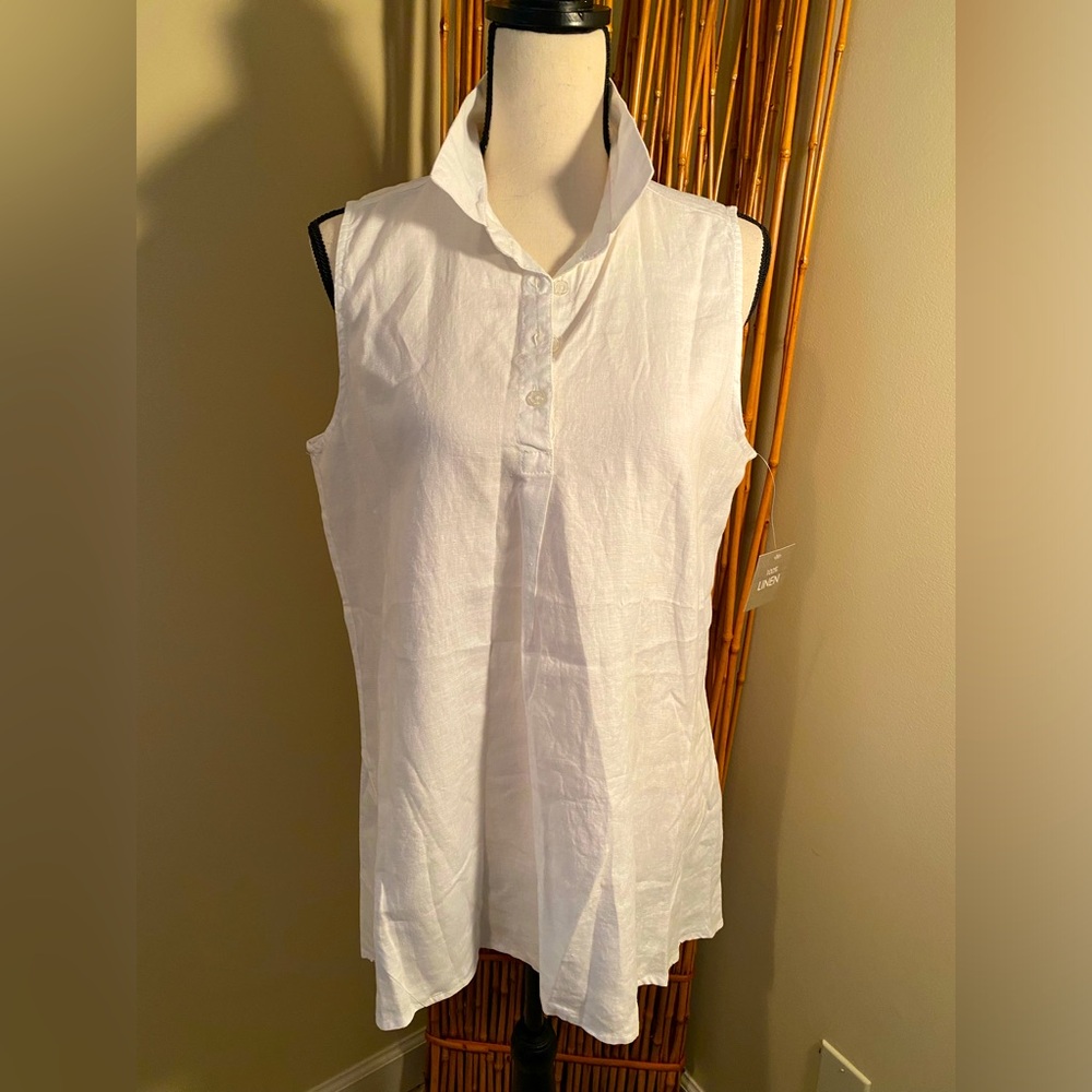 NWT white sleeveless linen top
